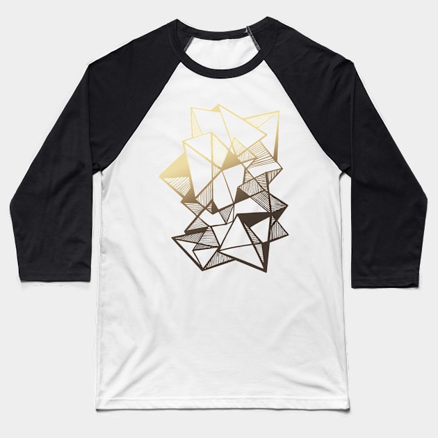 Gold Metallic Geometric  art deco triangles Baseball T-Shirt by soycarola